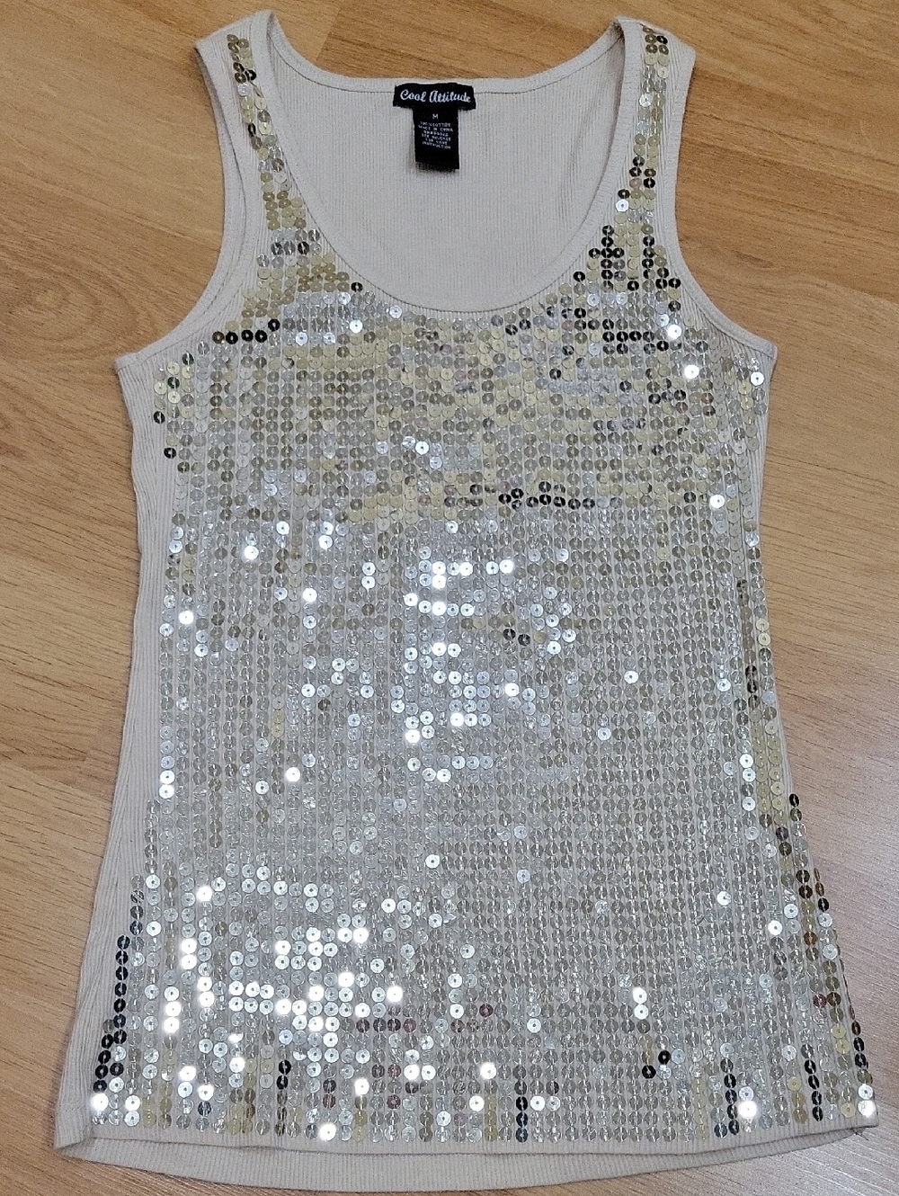 Cool Attitude Cream Sequin Tank Top